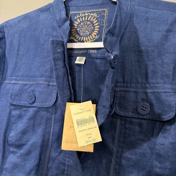 NWT Coldwater Creek 100% Linen Celebrate your Spirit Jacket,‎ Size 14P - Picture 2 of 9